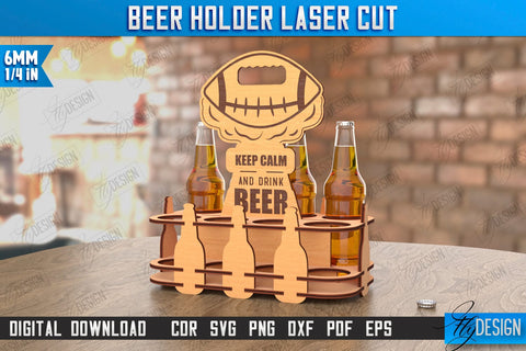 Beer Holder Laser Cut | Wooden Beer Caddy | Beer Bottle Holder | Beer Basket | CNC File SVG Fly Design 
