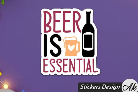 Beer Is Essential Stickers Design SVG akazaddesign 