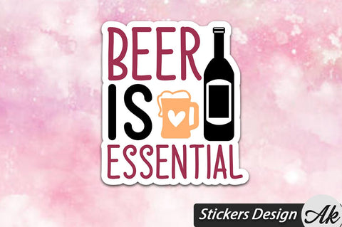 Beer Is Essential Stickers Design SVG akazaddesign 