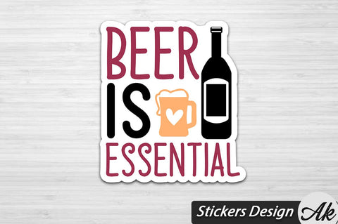 Beer Is Essential Stickers Design SVG akazaddesign 