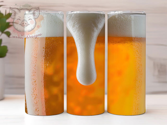 Beer Lover Cold Pint Tumbler, Cold Beer Sublimation Design, Glass of Beer Art, 20oz Beer Tumbler, Whimsical Beer Mug, Refreshing Pint Cup, Festive Beer Wrap Sublimation Lara' s Designs 