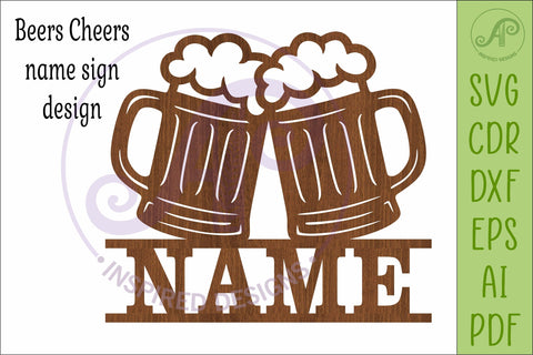 Beer Mug Name Sign SVG | Bar Wall Decor Laser Cut File SVG APInspireddesigns 