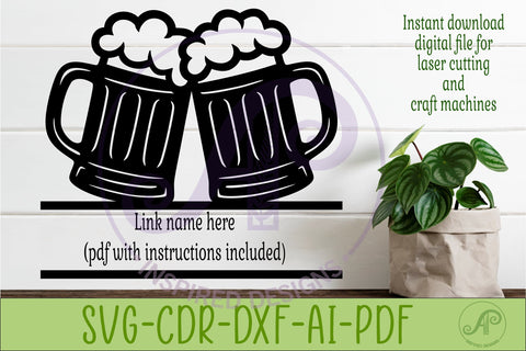 Beer Mug Name Sign SVG | Bar Wall Decor Laser Cut File SVG APInspireddesigns 