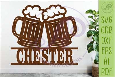 Beer Mug Name Sign SVG | Bar Wall Decor Laser Cut File SVG APInspireddesigns 