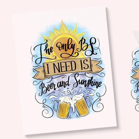 Beer & Sunshine Iron On Transfer Physical So Fontsy T-Shirt Iron-On Transfer Shop