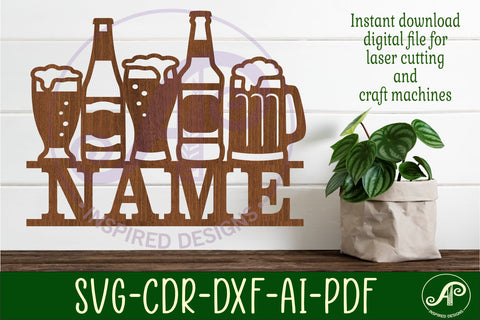 Beers name sign svg laser cut file SVG APInspireddesigns 