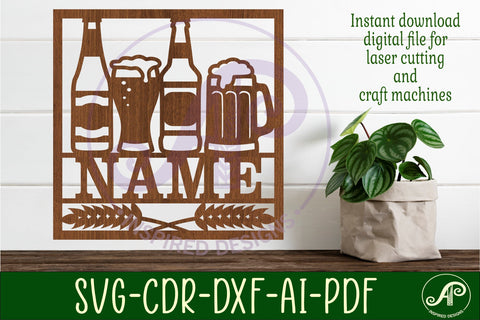 Beers square name wall art sign, SVG file SVG APInspireddesigns 