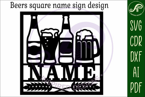Beers square name wall art sign, SVG file SVG APInspireddesigns 