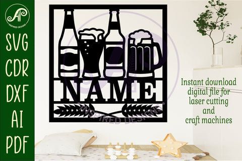 Beers square name wall art sign, SVG file SVG APInspireddesigns 