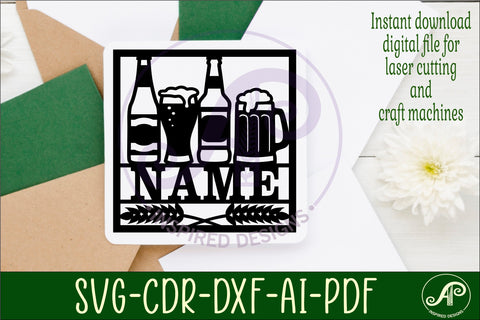 Beers square name wall art sign, SVG file SVG APInspireddesigns 