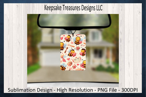 Bees Air Freshener PNG, Valentines Day PNG Sublimation, Cute Bees, Car Air Freshener Set, Sublimation Printable PNG, Digital Download Sublimation Keepsake Treasures Designs LLC. 