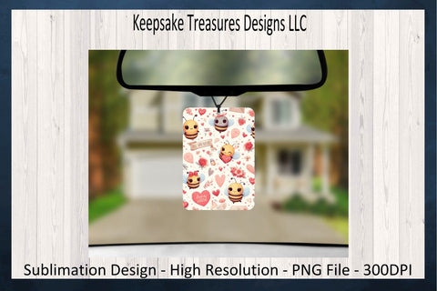 Bees Air Freshener PNG, Valentines Day PNG Sublimation, Cute Bees, Car Air Freshener Set, Sublimation Printable PNG, Digital Download Sublimation Keepsake Treasures Designs LLC. 