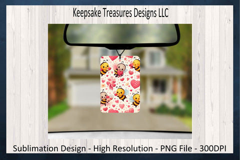Bees Air Freshener PNG, Valentines Day PNG Sublimation, Cute Bees, Car Air Freshener Set, Sublimation Printable PNG, Digital Download Sublimation Keepsake Treasures Designs LLC. 