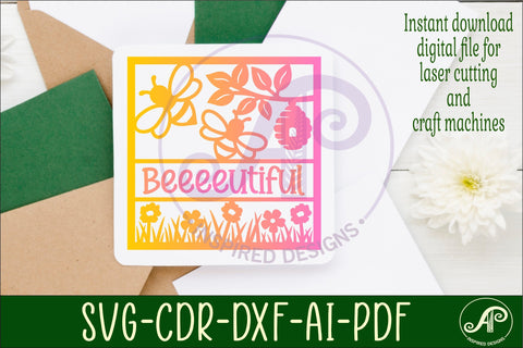 Bees and flowers name sign svg laser cut template SVG APInspireddesigns 