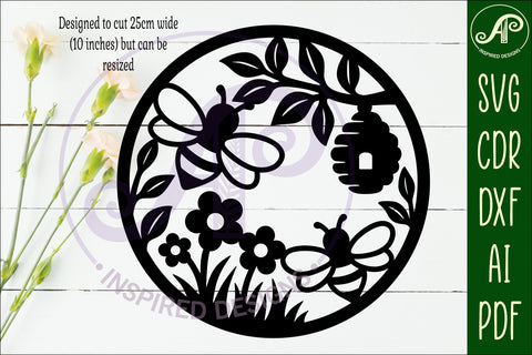 Bees and flowers wall sign, SVG file. SVG APInspireddesigns 