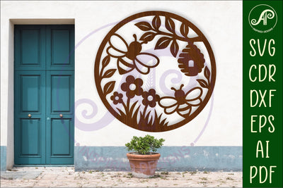 Bees and flowers wall sign, SVG file. SVG APInspireddesigns 