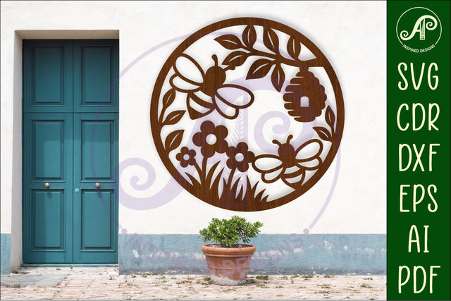 Bees and flowers wall sign, SVG file. SVG APInspireddesigns 
