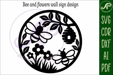Bees and flowers wall sign, SVG file. SVG APInspireddesigns 