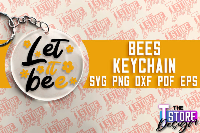 Bees Keychain Design | Keychain Laser Cut Design | CNC File SVG The T Store Design 