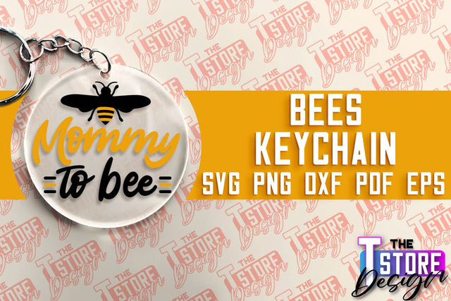 Bees Keychain Design | Keychain Laser Cut Design | CNC File SVG The T Store Design 