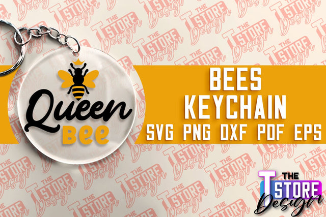 Bees Keychain Design | Keychain Laser Cut Design | CNC File SVG The T Store Design 
