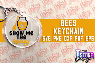 Bees Keychain Design | Keychain Laser Cut Design | CNC File SVG The T Store Design 