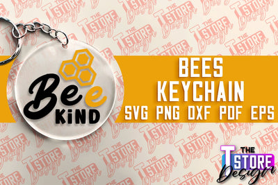Bees Keychain Design | Keychain Laser Cut Design | CNC File SVG The T Store Design 