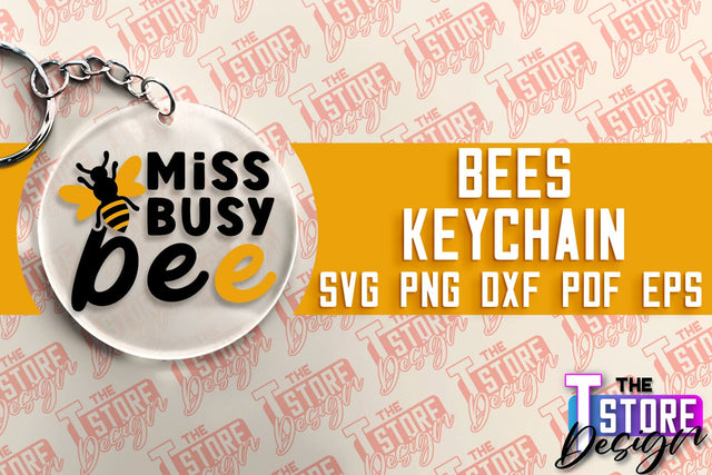 Bees Keychain Design | Keychain Laser Cut Design | CNC File SVG The T Store Design 