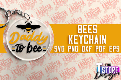 Bees Keychain Design | Keychain Laser Cut Design | CNC File SVG The T Store Design 