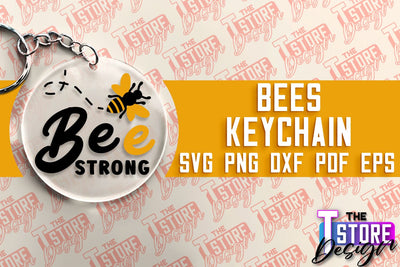 Bees Keychain Design | Keychain Laser Cut Design | CNC File SVG The T Store Design 