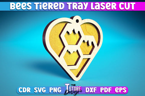 Bees Tiered Tray Laser Cut | Tiered Tray Laser Cut Design | CNC Files SVG The T Store Design 