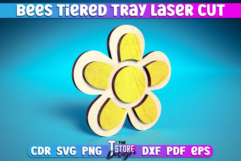 Bees Tiered Tray Laser Cut | Tiered Tray Laser Cut Design | CNC Files SVG The T Store Design 