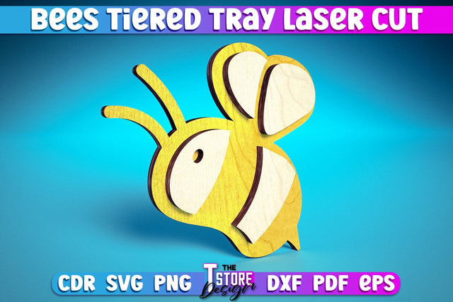 Bees Tiered Tray Laser Cut | Tiered Tray Laser Cut Design | CNC Files SVG The T Store Design 