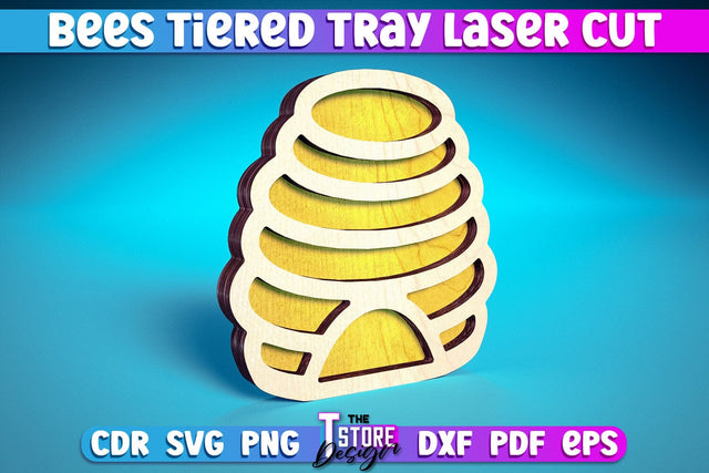 Bees Tiered Tray Laser Cut | Tiered Tray Laser Cut Design | CNC Files SVG The T Store Design 