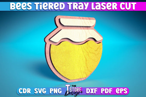 Bees Tiered Tray Laser Cut | Tiered Tray Laser Cut Design | CNC Files SVG The T Store Design 