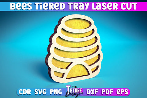 Bees Tiered Tray Laser Cut | Tiered Tray Laser Cut Design | CNC Files SVG The T Store Design 