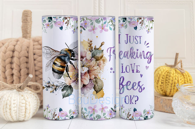 Bees Tumbler Cup Gifts For Women - Birthday Christmas Gifts For Bee Lovers - Bee Tumbler Wrap 20oz Skinny Sublimation Sublimation BouDesign 