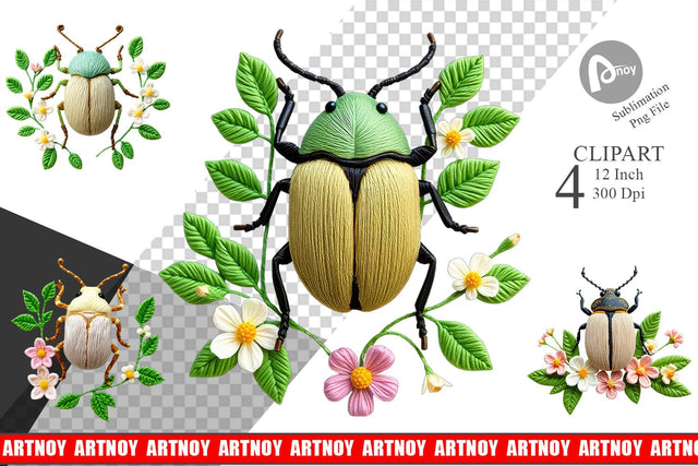 Beetle Embroidery Clipart Sublimation artnoy 