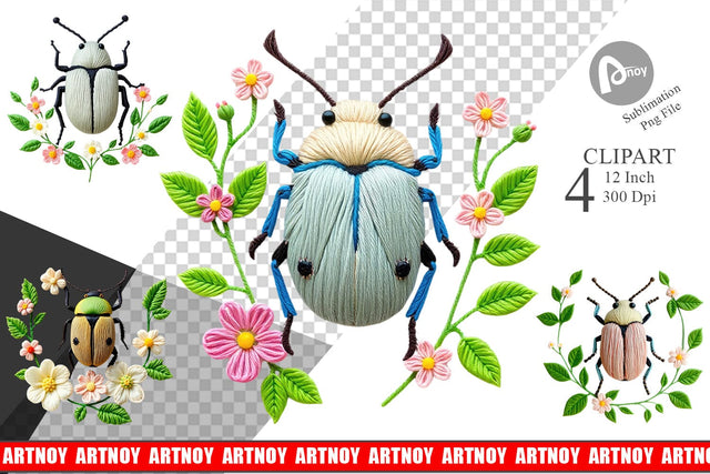Beetle Embroidery Clipart Sublimation artnoy 