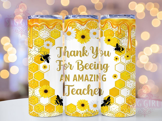 BEEyond Grateful Teacher Tumbler, Bee Theme Teacher, Education Thank You, Teacher Pun Present, School Staff Gift, Classroom Tumbler, Sublimation Template Sublimation SvggirlplusArt 