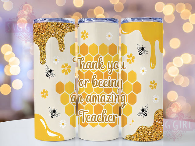 BEEyond Grateful Teacher Tumbler, Bee Theme Teacher, Education Thank You, Teacher Pun Present, School Staff Gift, Classroom Tumbler, Sublimation Template Sublimation SvggirlplusArt 