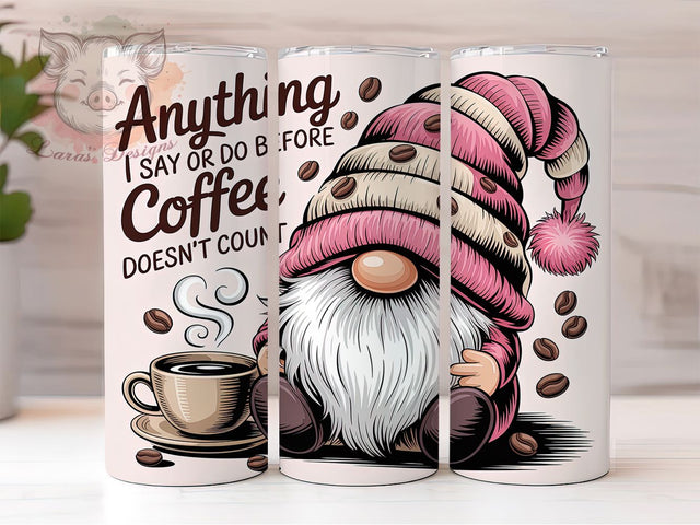 Before Coffee Counts 20oz Tumbler, Funny Coffee Quote, Before Coffee Doesn’t Count Wrap, Gnome Sublimation Design, 20oz Tumbler Wrap, Sublimation Design PNG, Rustic Coffee Gift Sublimation Lara' s Designs 
