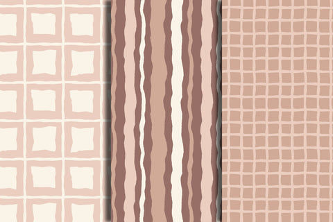 Beige & Brown Minimalist Seamless Patterns Papers Digital Pattern Rin Green 