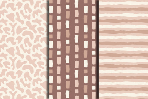 Beige & Brown Minimalist Seamless Patterns Papers Digital Pattern Rin Green 