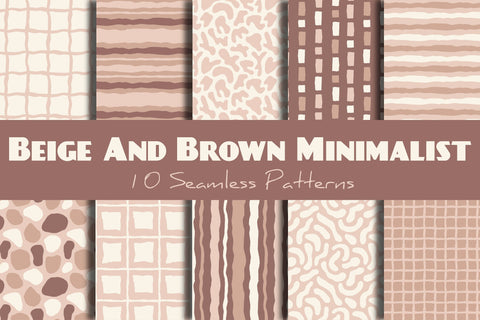 Beige & Brown Minimalist Seamless Patterns Papers Digital Pattern Rin Green 