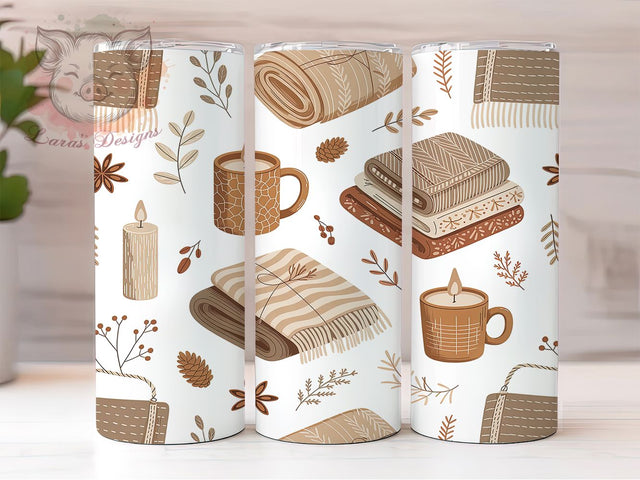 Beige Cozy Candle Hygge Tumbler, Beige Aesthetic Wrap, Hygge Style Sublimation, 20oz Cozy Tumbler, Minimalist Candle Art, Warm Hygge Mug, Whimsical Cozy Cup Sublimation Lara' s Designs 