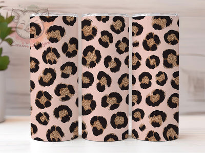 Beige Fuzzy Leopard Print Animal Tumbler, Fuzzy Animal Wrap, Beige Leopard Design, 20Oz Skinny Tumbler, Wild Cat Sublimation, Neutral Animal Drinkware, Soft Leopard Tumbler Sublimation Lara' s Designs 