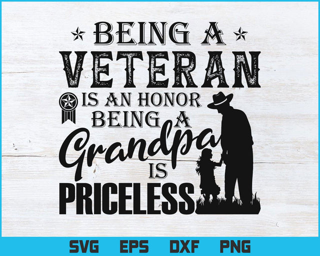 Being A Veteran Is An Honor Being Grandpa Is Priceless Png Svg Files, Veteran T-shirt Design, Retired Patriotic Svg file SVG DesignDestine 