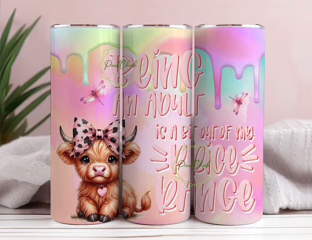 Being An Adult Is A Bit Out Of My Price Range, Funny Cow Tumbler Sweary Tumbler Png Sunflowers Tumbler Cow Design Digital Download Sublimation PixelChick 