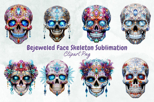 Bejeweled Face Skeleton Sublimation Bundle Sublimation Designangry 